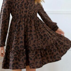 Leopard Print Long Sleeve Kids Dress